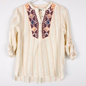 Holding Horses Embroidered Boho Shirt